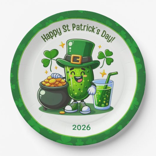St Patricks Day Happy Pickle Papieren Bordje (Voorkant)