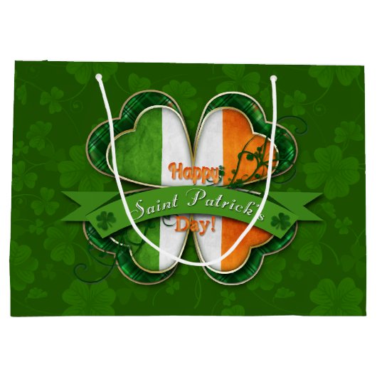 St. Patrick's Day - Happy St. Patrick's Day Groot Cadeauzakje (Achterkant)