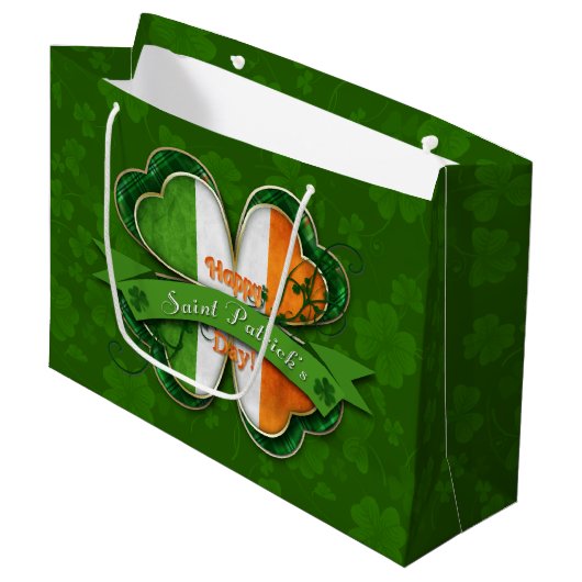 St. Patrick's Day - Happy St. Patrick's Day Groot Cadeauzakje (Voorkant Gekanteld)