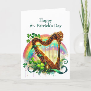 St Patrick's Day Harp Illustratie Feestdagen Kaart