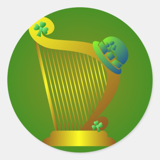 St. Patrick's Day Harp Shamrock Sticker (Voorkant)