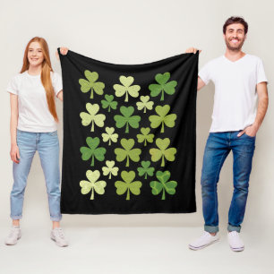 St Patrick's Day Hart Lucky Clover Shamrock  Fleece Deken