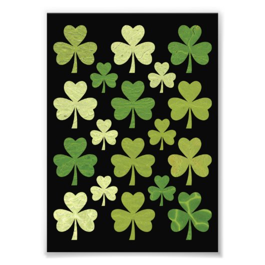 St Patrick's Day Hart Lucky Clover Shamrock Foto Afdruk (Voorkant)