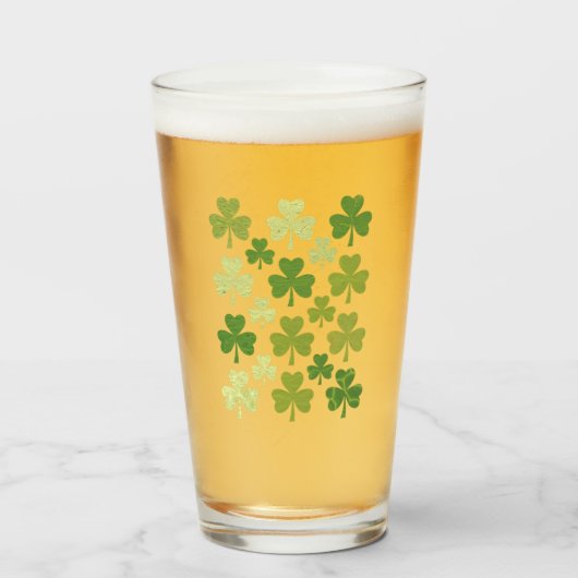 St Patrick's Day Hart Lucky Clover Shamrock Glas (Voorkant gevuld)