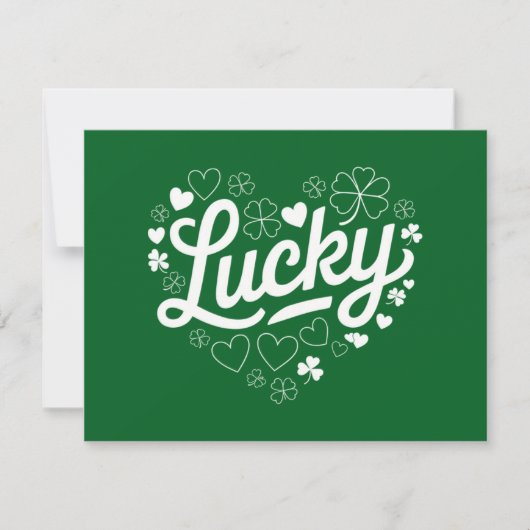 St Patrick's Day Hart Lucky Clover Shamrock Kaart (Voorkant)