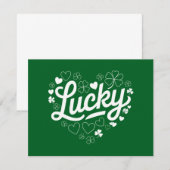 St Patrick's Day Hart Lucky Clover Shamrock Kaart (Voorkant / Achterkant)