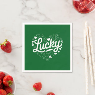 St Patrick's Day Hart Lucky Clover Shamrock  Servet