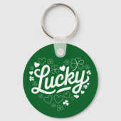 St Patrick's Day Hart Lucky Clover Shamrock Sleutelhanger (Voorkant)