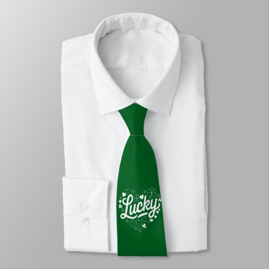 St Patrick's Day Hart Lucky Clover Shamrock Stropdas (Gebonden)