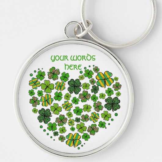 St. Patrick's Day hart van shamrocks, personaliser Sleutelhanger (Voorkant)