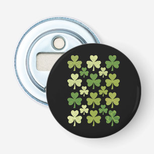 St. Patrick's Day Hartje Lucky Clover Klaverblad  Button Flesopener
