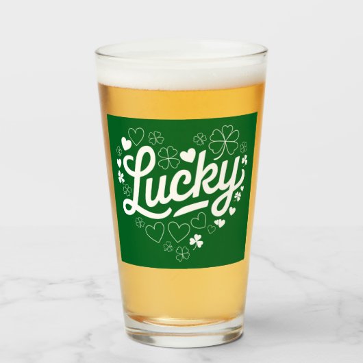 St. Patrick's Day Hartje Lucky Clover Klaverblad Glas (Voorkant gevuld)