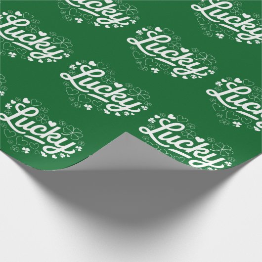 St. Patrick's Day Hartje Lucky Clover Shamrock Cadeaupapier (Hoek)