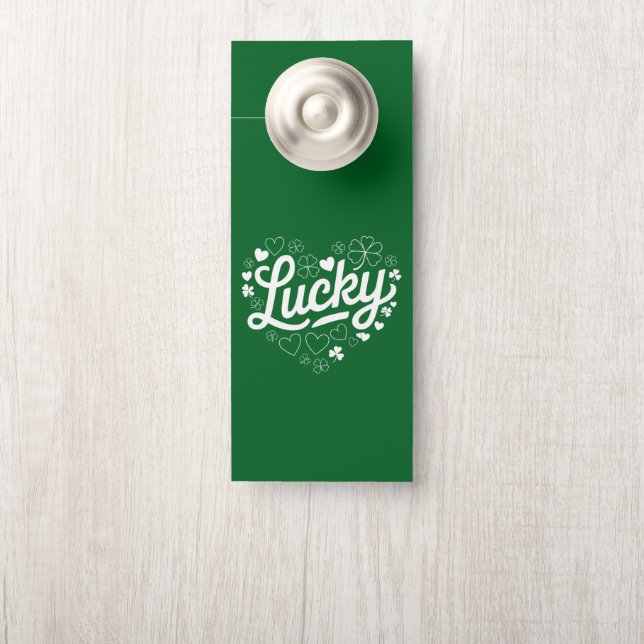 St. Patrick's Day Hartje Lucky Clover Shamrock  Deurhanger (Op knop)
