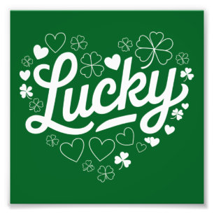St. Patrick's Day Hartje Lucky Clover Shamrock Foto Afdruk