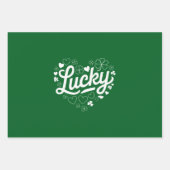 St. Patrick's Day Hartje Lucky Clover Shamrock Inpakpapier Vel (Voorkant)