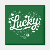 St. Patrick's Day Hartje Lucky Clover Shamrock Magneet (Voorkant)