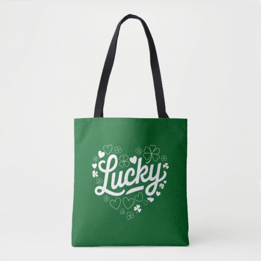 St. Patrick's Day Hartje Lucky Clover Shamrock  Tote Bag (Voorkant)