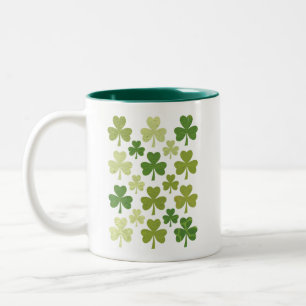 St. Patrick's Day Hartje Lucky Clover Shamrock Tweekleurige Koffiemok