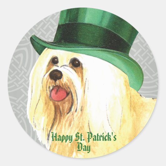 St. Patrick's Day Havanese Classic Round Sticker (Voorkant)