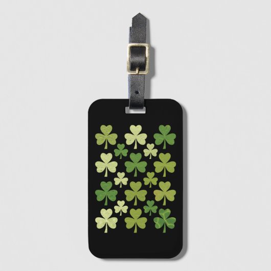 St Patrick's Day Heart Lucky Clover Shamrock Bagagelabel (Voorkant (verticaal))