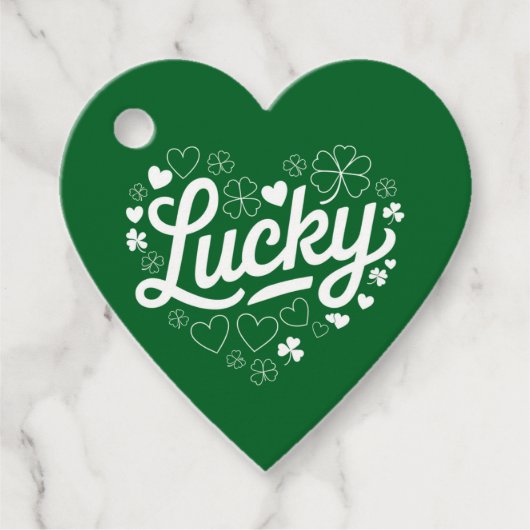 St Patrick's Day Heart Lucky Clover Shamrock Bedankjes Labels (Voorkant)