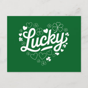 St Patrick's Day Heart Lucky Clover Shamrock Briefkaart