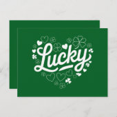 St Patrick's Day Heart Lucky Clover Shamrock Briefkaart (Voorkant / Achterkant)