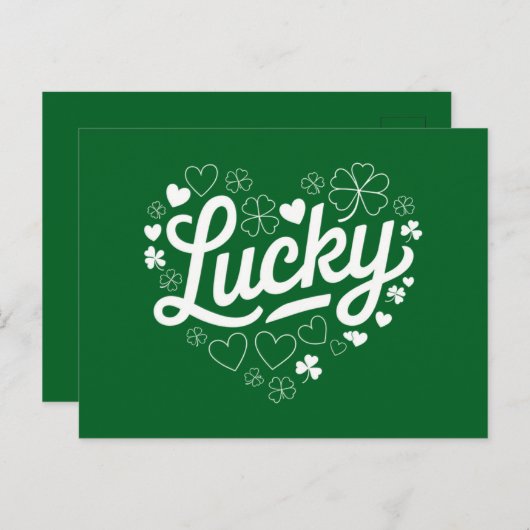 St Patrick's Day Heart Lucky Clover Shamrock Briefkaart (Voorkant / Achterkant)