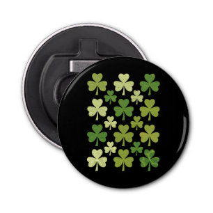 St Patrick's Day Heart Lucky Clover Shamrock Button Flesopener