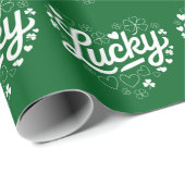 St Patrick's Day Heart Lucky Clover Shamrock Cadeaupapier (Rol Hoek)