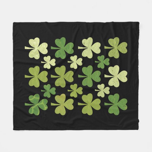 St Patrick's Day Heart Lucky Clover Shamrock Fleece Deken (Voorkant (Horizontaal))