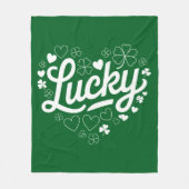 St Patrick's Day Heart Lucky Clover Shamrock Fleece Deken (Voorkant)