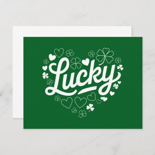 St Patrick's Day Heart Lucky Clover Shamrock Kaart (Voorkant / Achterkant)