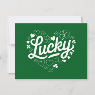St Patrick's Day Heart Lucky Clover Shamrock Kaart