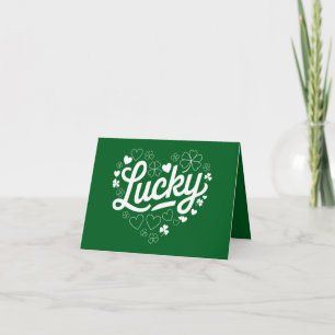 St Patrick's Day Heart Lucky Clover Shamrock Kaart