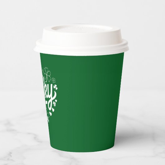 St Patrick's Day Heart Lucky Clover Shamrock Papieren Bekers (Links)