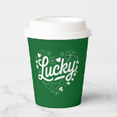 St Patrick's Day Heart Lucky Clover Shamrock Papieren Bekers (Voorkant)
