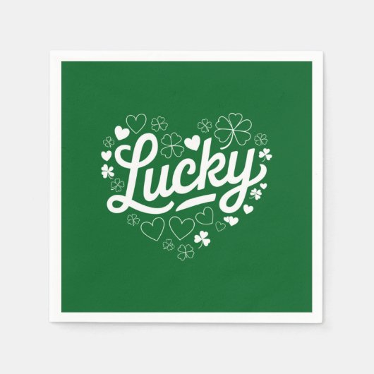 St Patrick's Day Heart Lucky Clover Shamrock Servet (Voorkant)