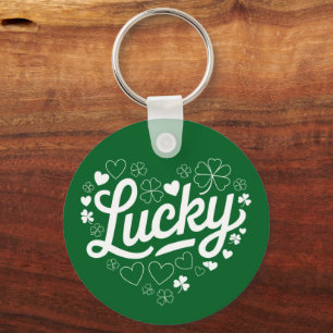 St Patrick's Day Heart Lucky Clover Shamrock Sleutelhanger