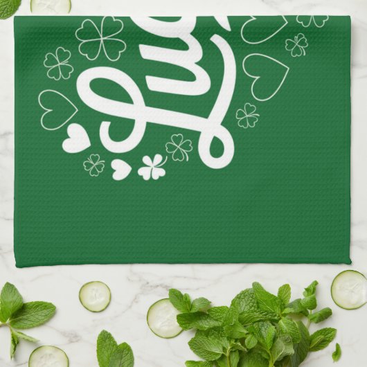 St Patrick's Day Heart Lucky Clover Shamrock Theedoek (Gevouwen)