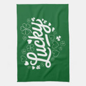 St Patrick's Day Heart Lucky Clover Shamrock Theedoek (Verticaal)