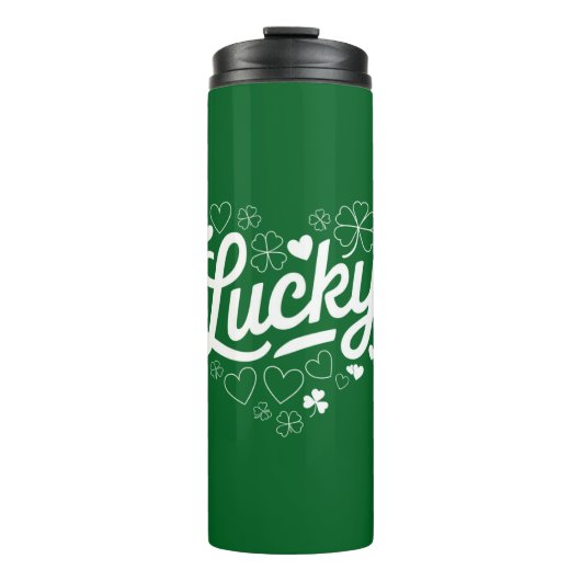 St Patrick's Day Heart Lucky Clover Shamrock Thermosbeker (Voorkant)
