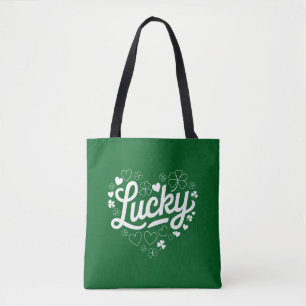 St Patrick's Day Heart Lucky Clover Shamrock Tote Bag