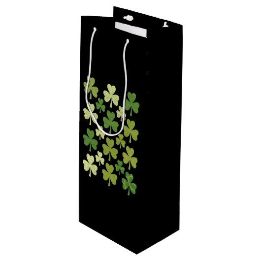 St Patrick's Day Heart Lucky Clover Shamrock Wijn Cadeautas (Voorkant Gekanteld)