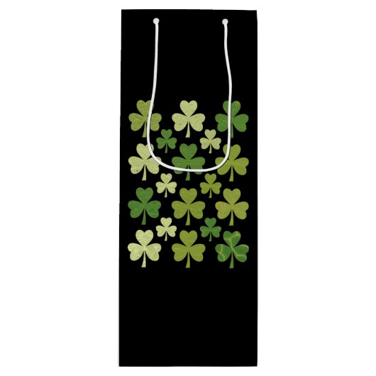 St Patrick's Day Heart Lucky Clover Shamrock Wijn Cadeautas (Voorkant)
