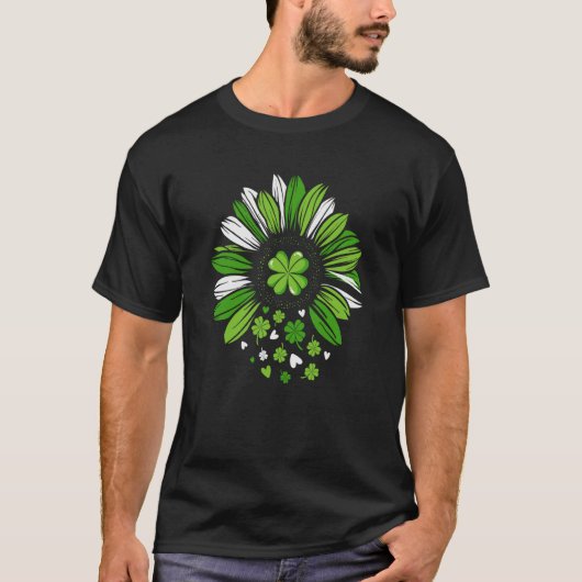 St Patrick's Day Heart Shamrocks Sunflower Lucky I T-shirt (Voorkant)