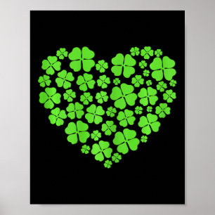 St Patricks Day Hearts Shamrock Clover Vrouwen Mei Poster