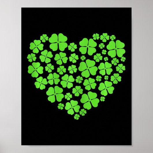 St Patricks Day Hearts Shamrock Clover Vrouwen Mei Poster (Voorkant)