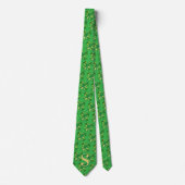 St. Patrick's Day Heren Monogram Groene Shamrock Stropdas (Voorkant)